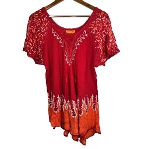 New Sakkas Tunic Top Women Plus Size Tie Dye Boho Blouse  Embroidered‎